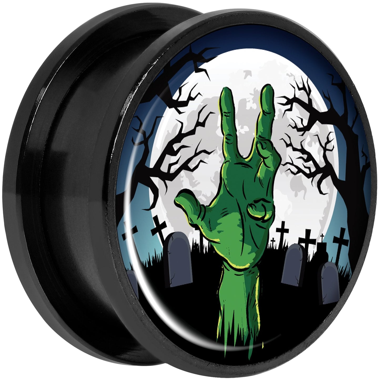 Cemetery Zombie Hand Halloween Black Anodized Plug Set 20mm
