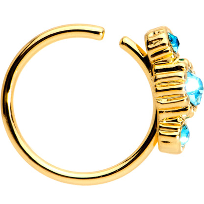 20G 5/16 Aqua CZ Gold Tone Fashion Fusion Seamless Circular Ring