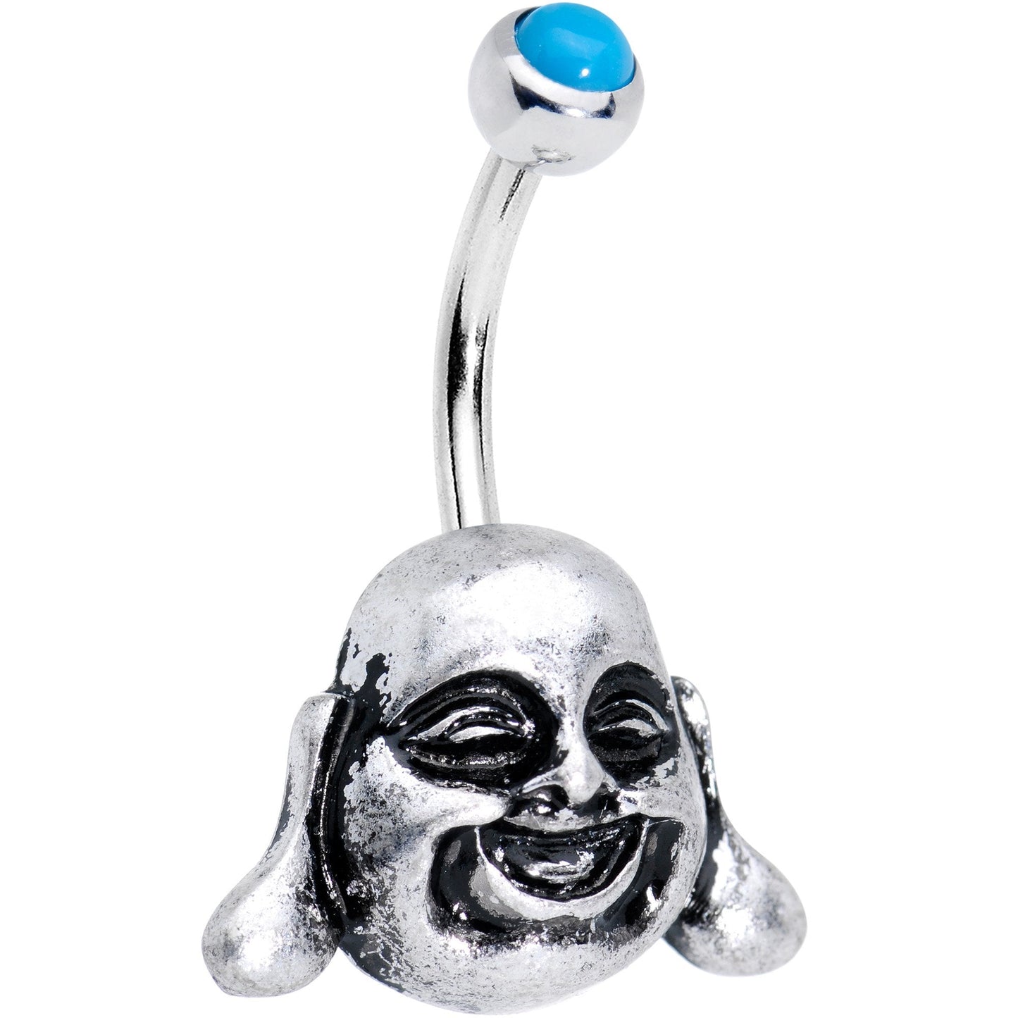 Aqua Gem Chubby Buddha Belly Ring