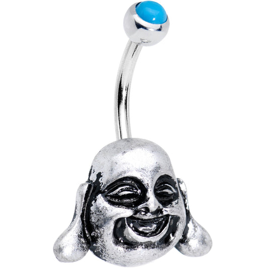 Aqua Gem Chubby Buddha Belly Ring