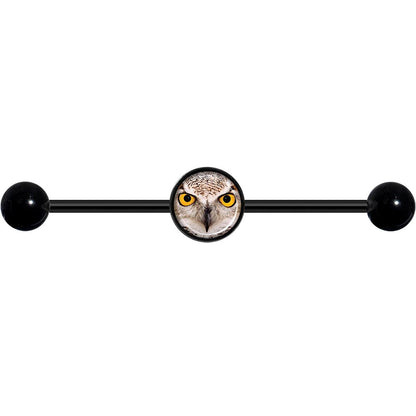 14G Full Color Owl Black Industrial Barbell 37mm