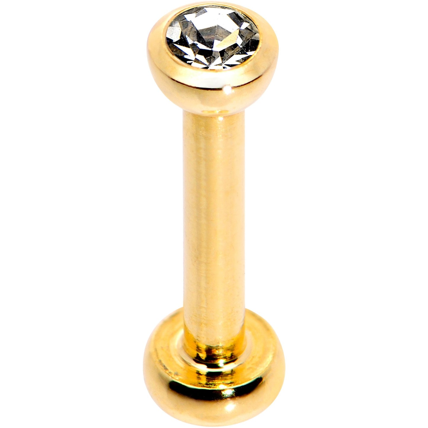 Clear 2mm Gem Gold Tone Internally Threaded Cartilage Earring