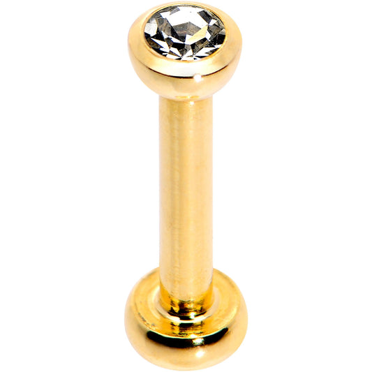 Clear 2mm Gem Gold Tone Internally Threaded Cartilage Earring