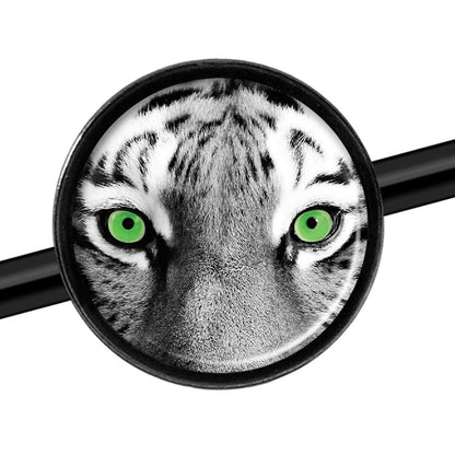 14G Black White Tiger Eyes Black Industrial Barbell 37mm