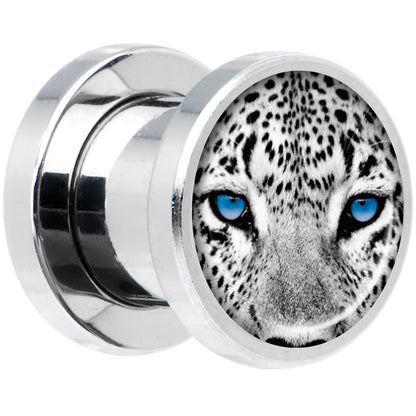 Black White Leopard Eyes Steel Screw Fit Plug Set 0G