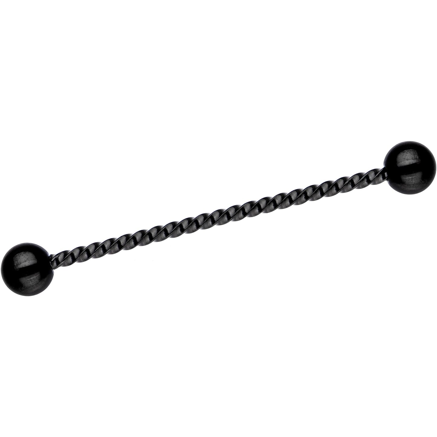 Black IP Seriously Twisted Industrial Barbell Earring 38mm