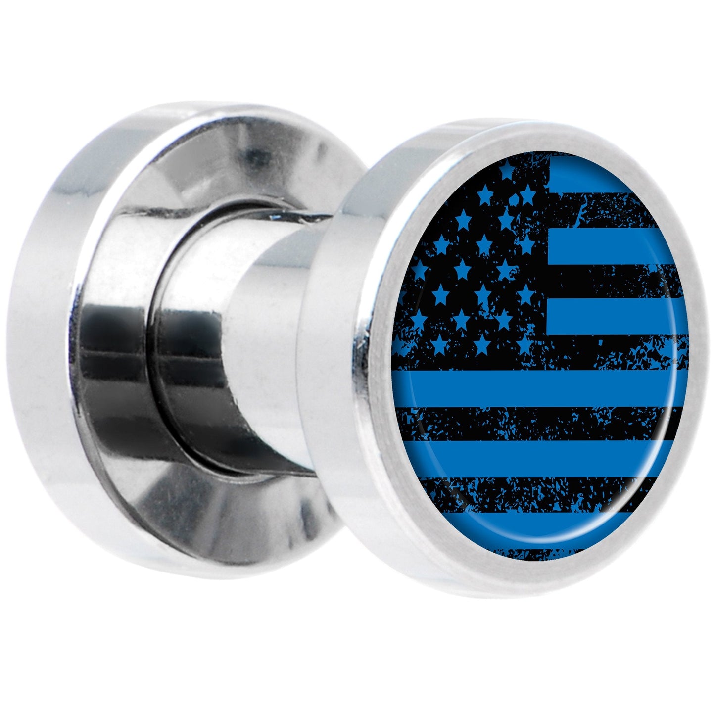 Blue American Flag Steel Screw Fit Plug Set 4G