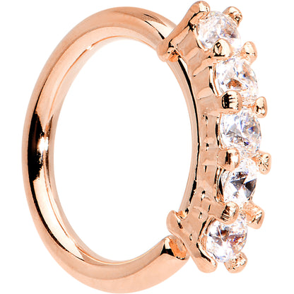 16G 5/16 Clear CZ Rose Gold IP Quintet Seamless Circular Ring