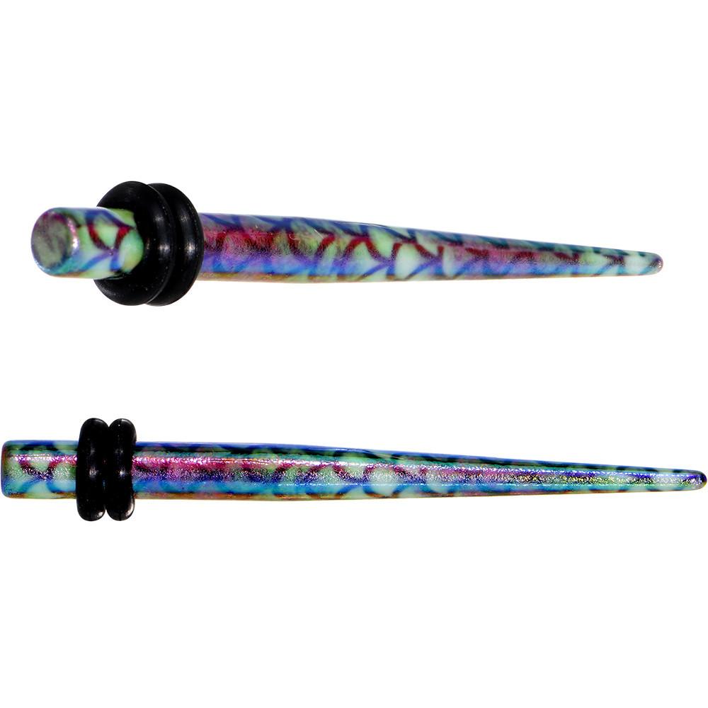 Rainbow Acrylic Mermaid Scale Straight Taper Set 14G to 12mm