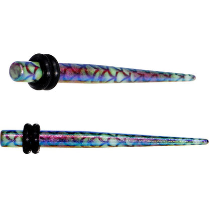 Rainbow Acrylic Mermaid Scale Straight Taper Set 14G to 12mm