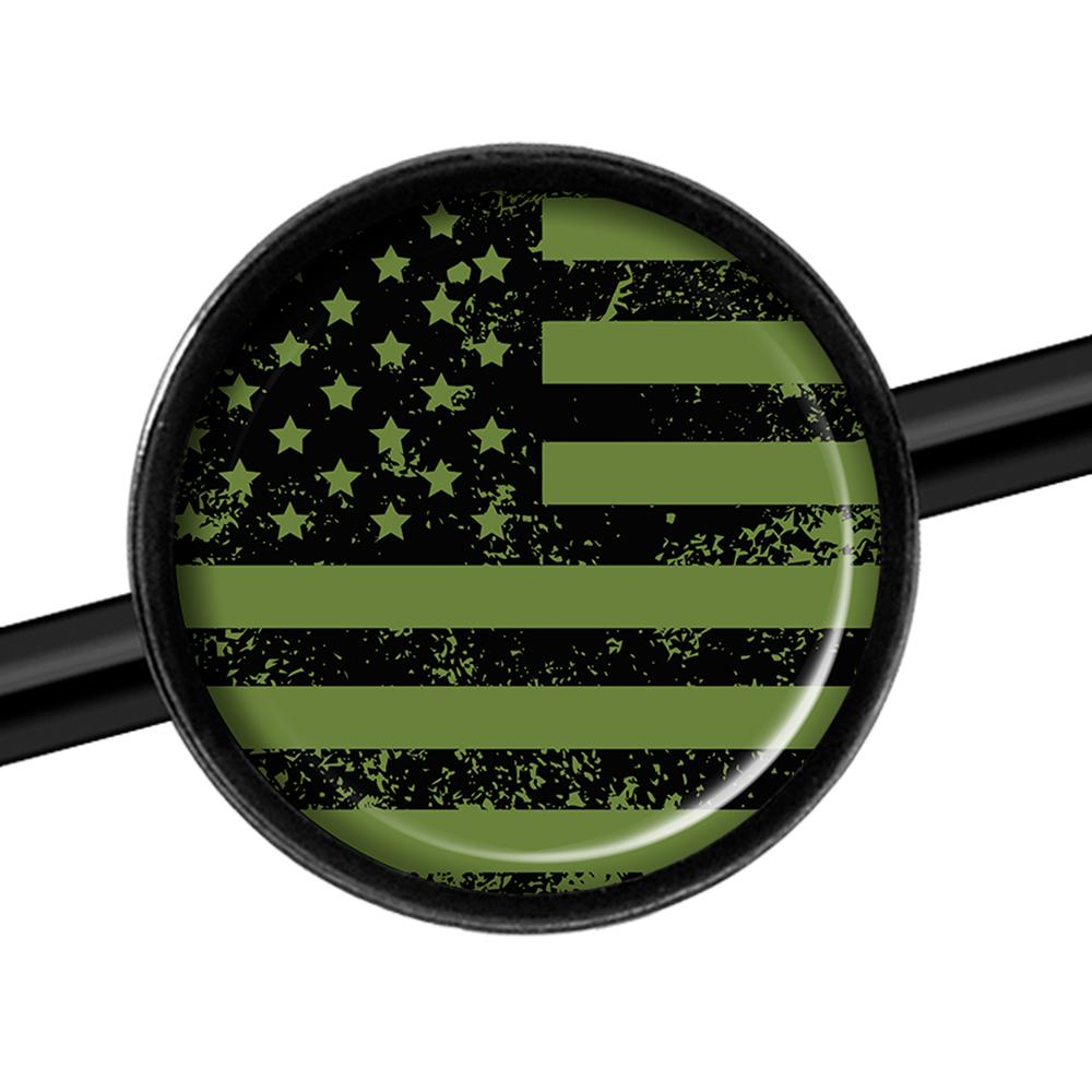 14G Green American Flag Black Industrial Barbell 37mm