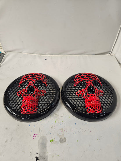 A set of bag webbed skull speakers grill covers