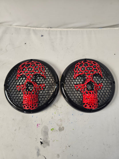 A set of bag webbed skull speakers grill covers
