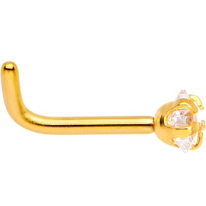 18G 1/4 Clear Star 3mm CZ Gem Gold IP L-Shape Nose Ring