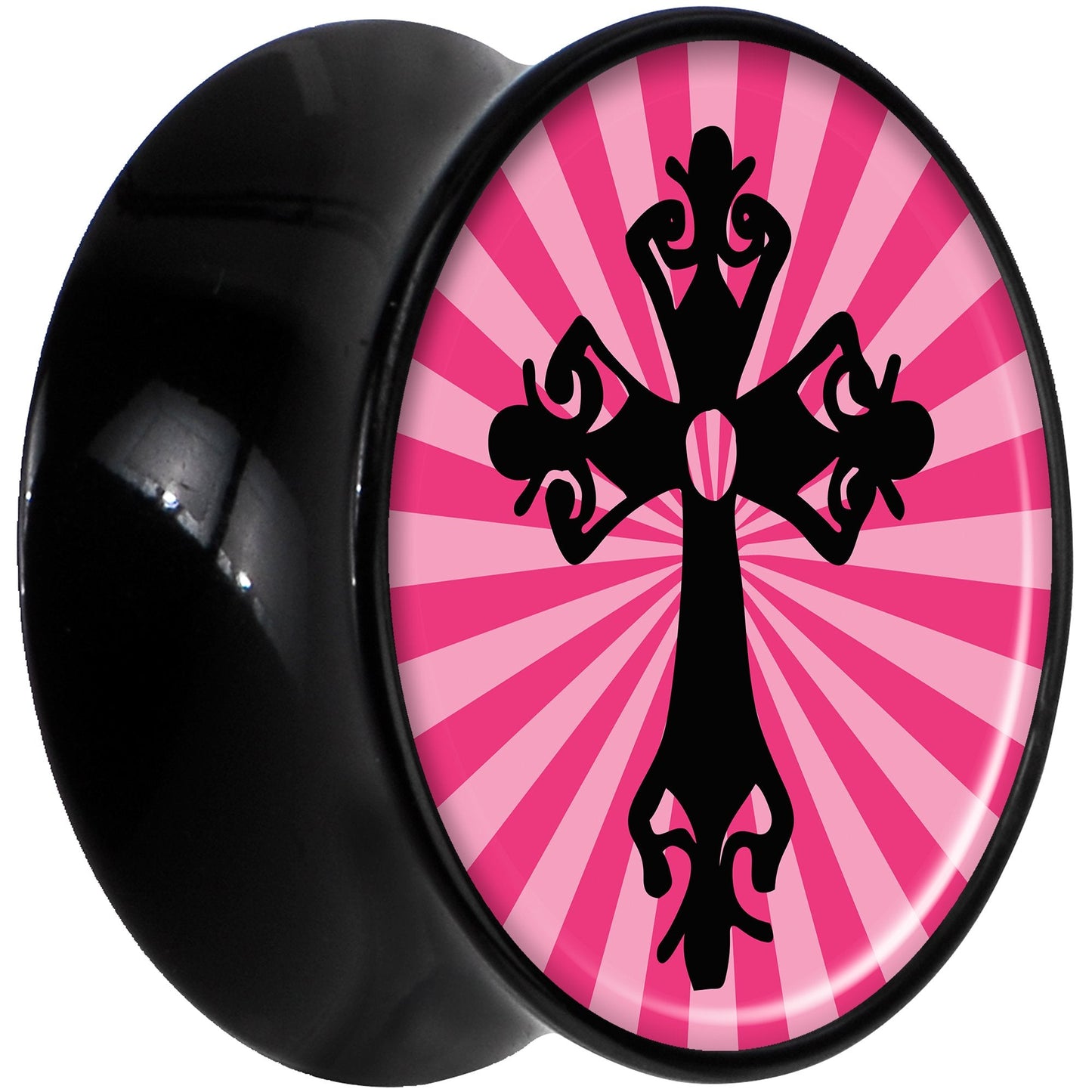 Black Acrylic Pink Black Radiant Cross Saddle Plug Set 20mm