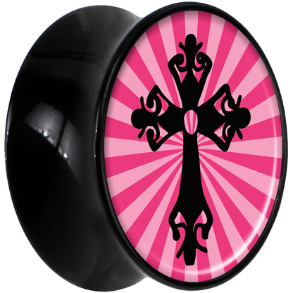 Black Acrylic Pink Black Radiant Cross Saddle Plug Set 20mm