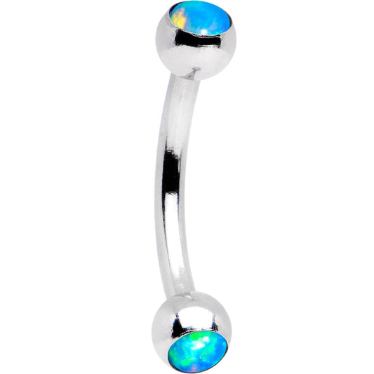 5/16 Aqua Faux Opal 3mm Ball Curved Eyebrow Ring