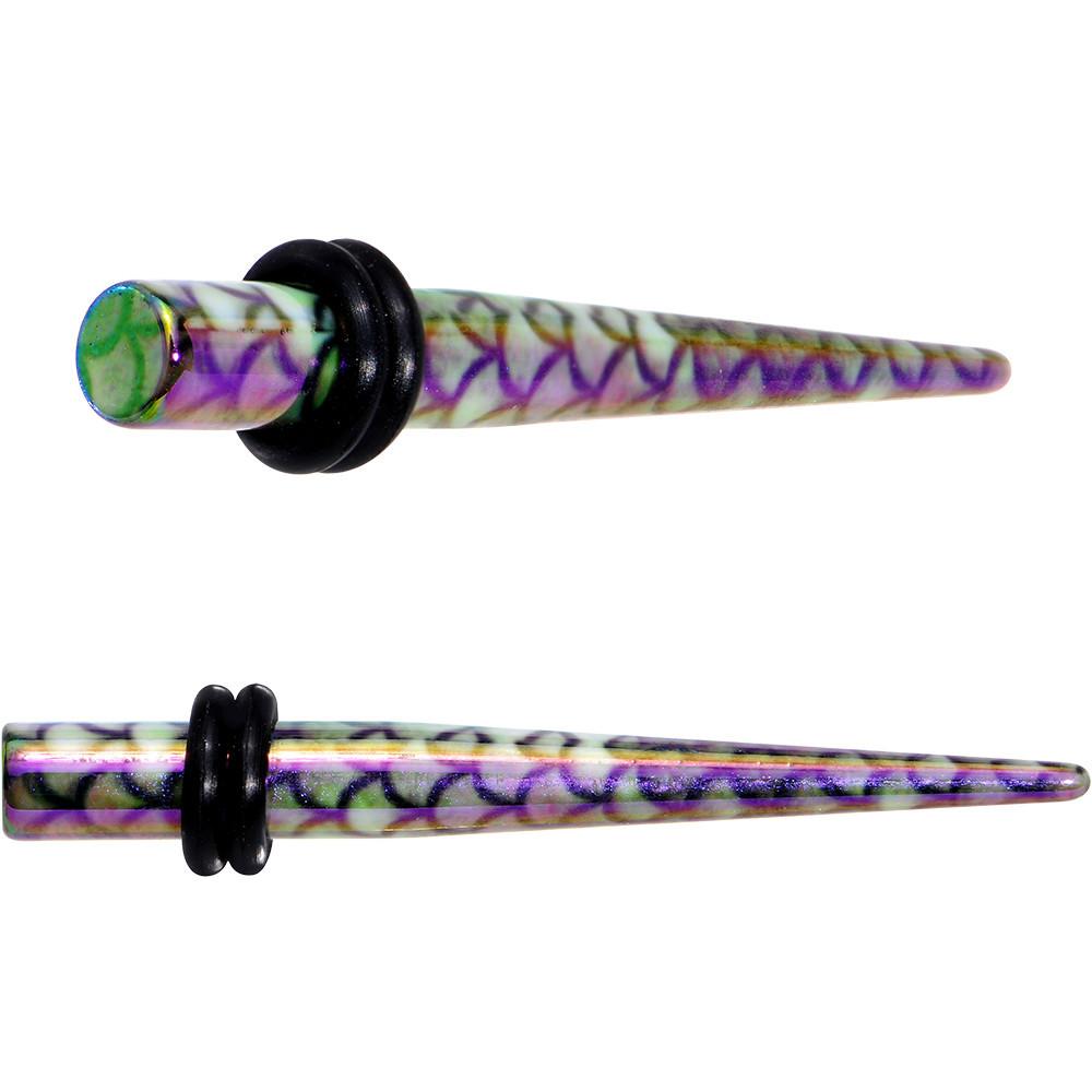 Rainbow Acrylic Mermaid Scale Straight Taper Set 14G to 12mm