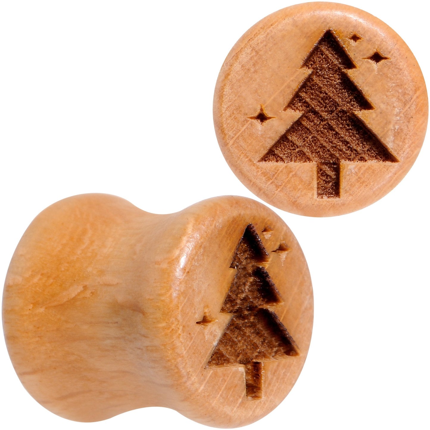 Organic Beechwood Christmas Tree Saddle Plug Set Sizes 8mm to 25mm