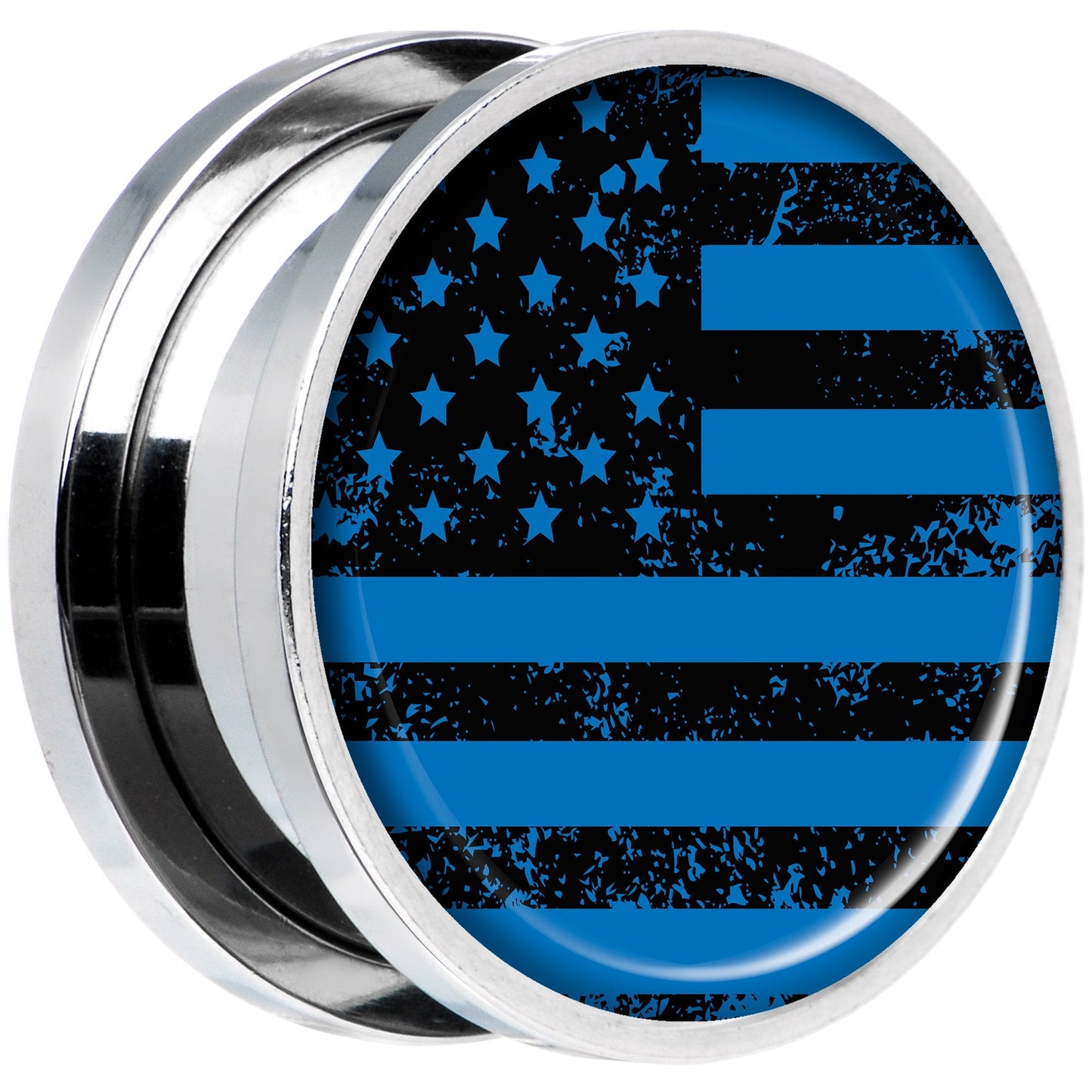 Blue American Flag Steel Screw Fit Plug Set 18mm