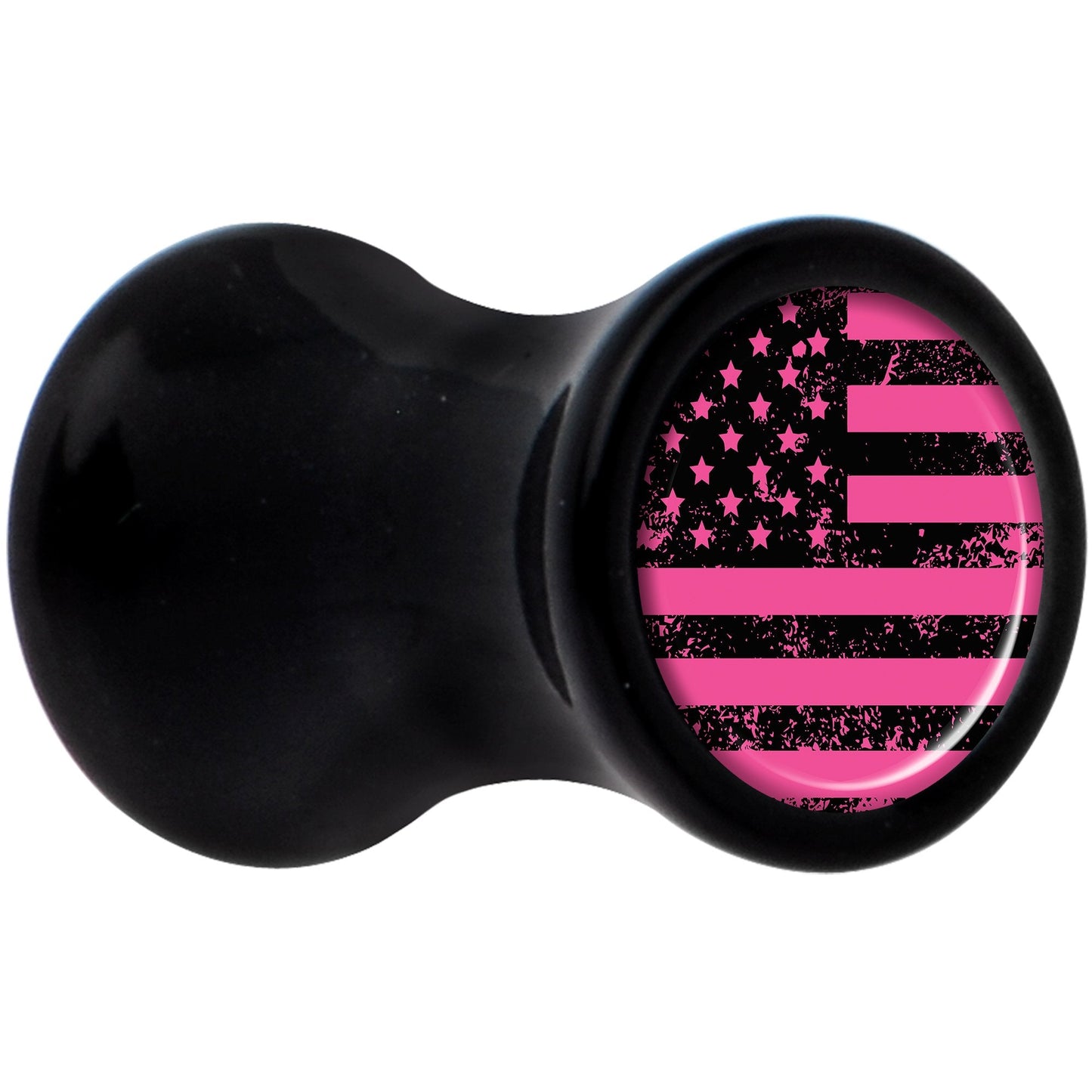 Black Acrylic Pink American Flag Saddle Plug Set 4G
