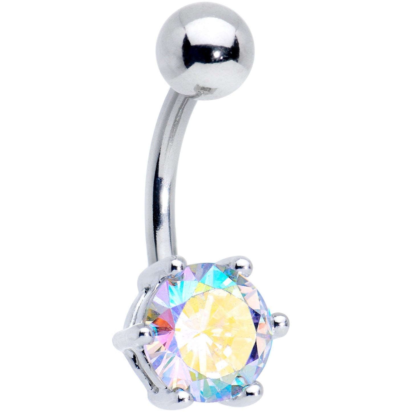 Blue Purple Aurora Clear CZ Gem Belly Ring Set of 4