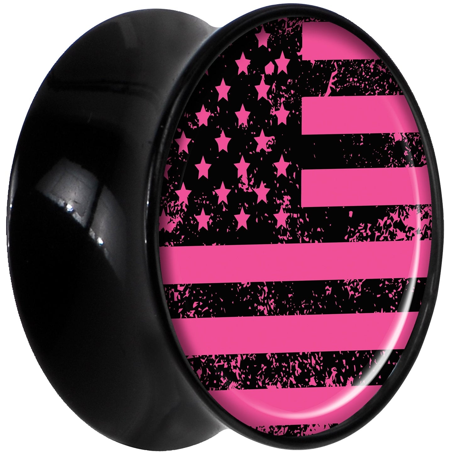 Black Acrylic Pink American Flag Saddle Plug Set 18mm