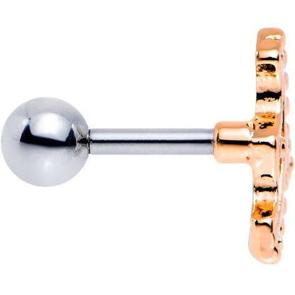 16G 1/4 Rose Gold Tone Crescent Bow Cartilage Tragus Earring