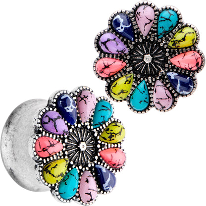 Southwestern Pinwheel Flower Double Flare Plug Set Set 2G to 22mm