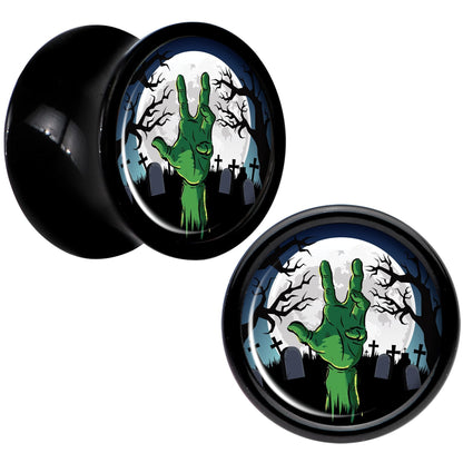 Cemetery Zombie Hand Halloween Black Acrylic Plug Set Available Sizes 0G to 20mm
