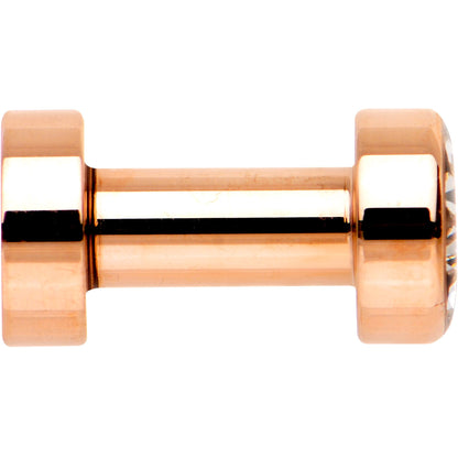 Clear CZ Gem Rose Gold PVD Bling Screw Fit Tunnel Plug Set 3mm to 16mm