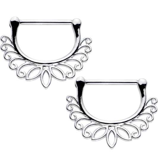 14G 9/16 Leaves of the Lotus Flower Nipple Clicker Set