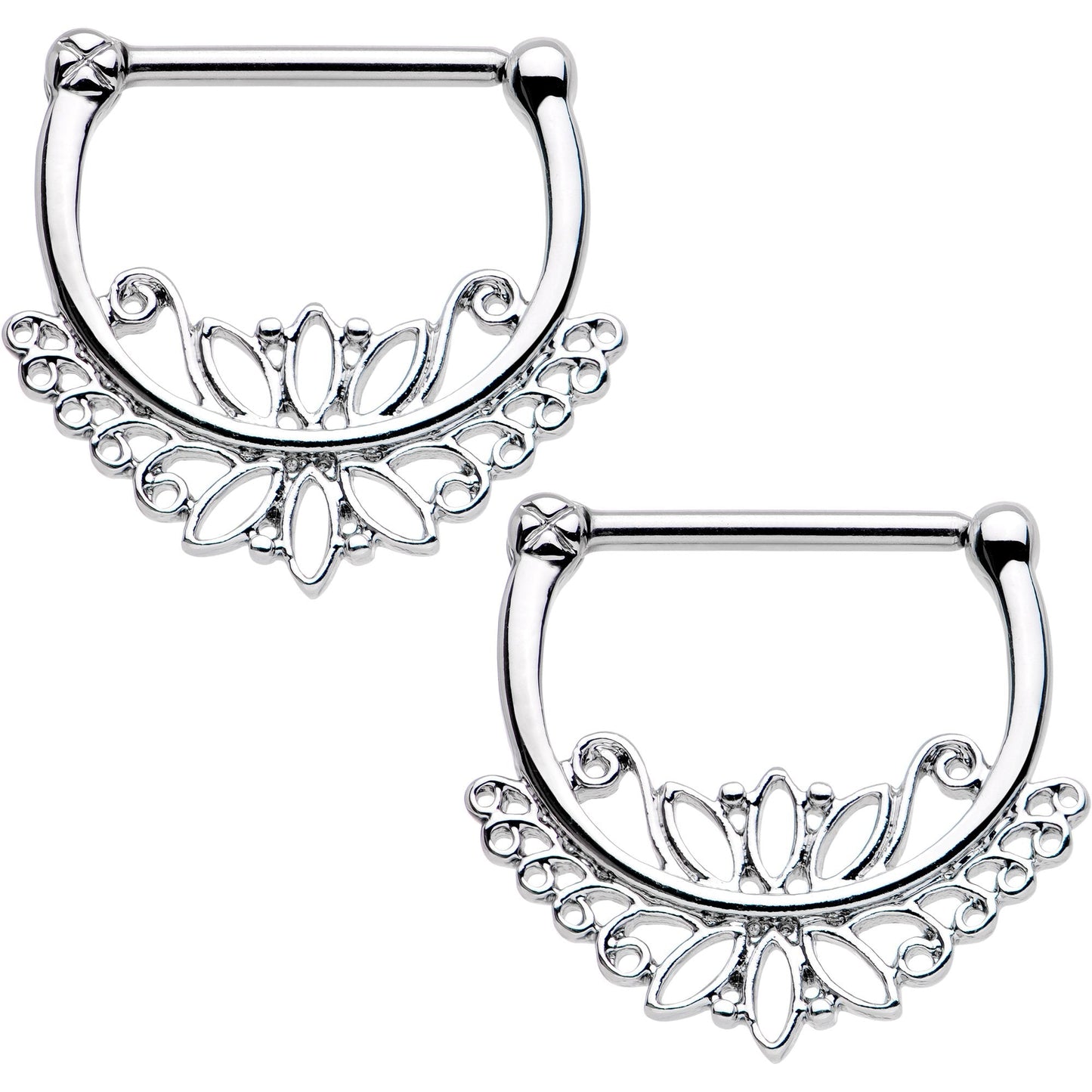 14G 1/2 Blooming Lotus Flower Nipple Clicker Set