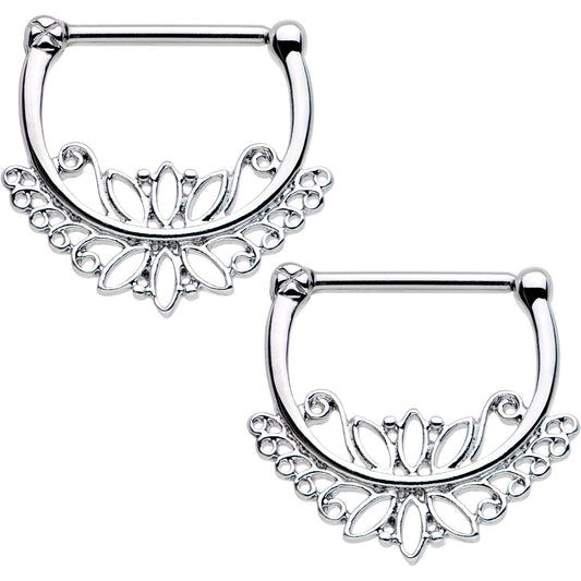 14G 1/2 Blooming Lotus Flower Nipple Clicker Set