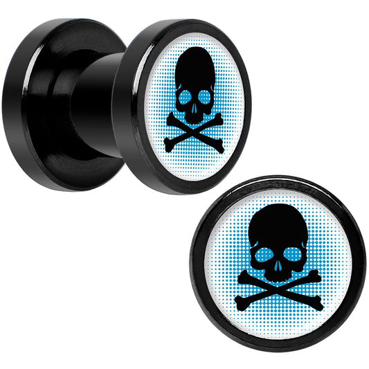 Blue Black Skull Black Anodized Screw Fit Plug Set 2G