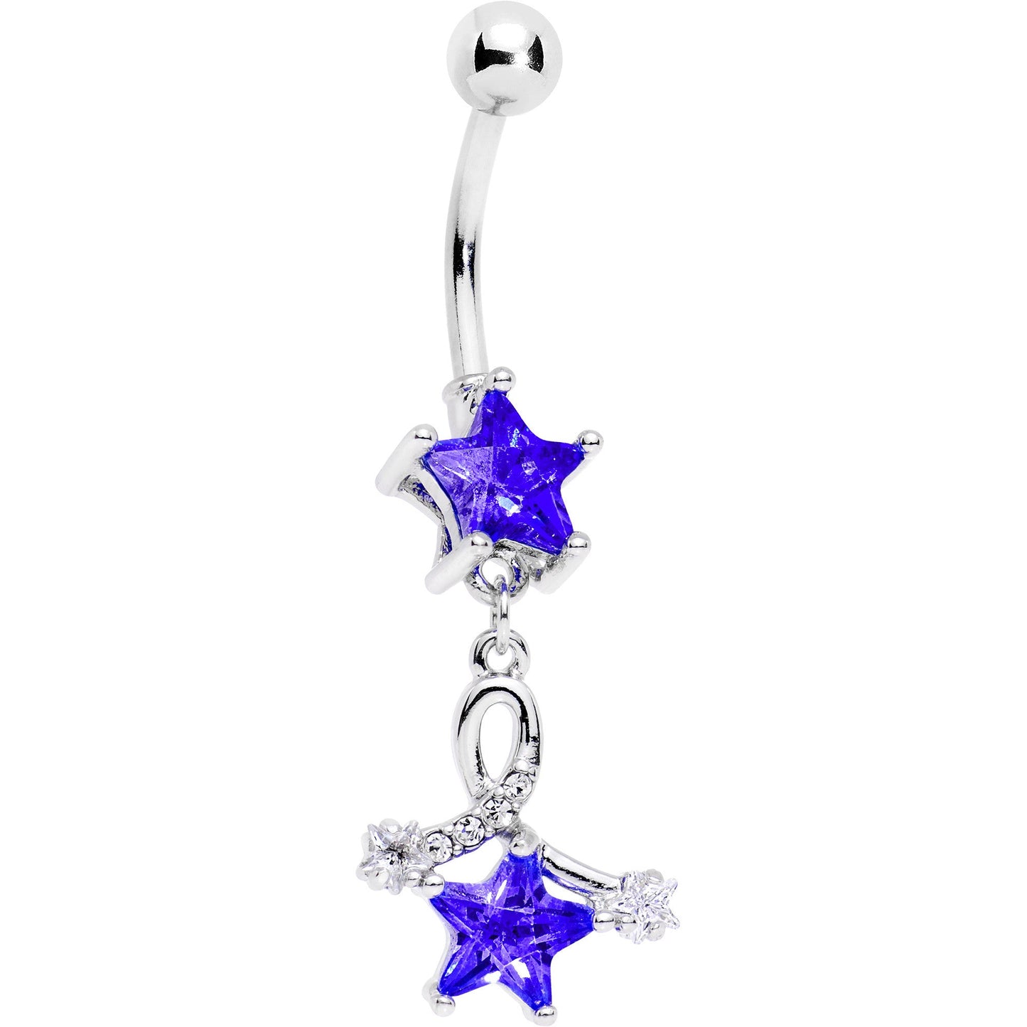 Clear Blue Gem Twist and Shout Shooting Stars Dangle Belly Ring