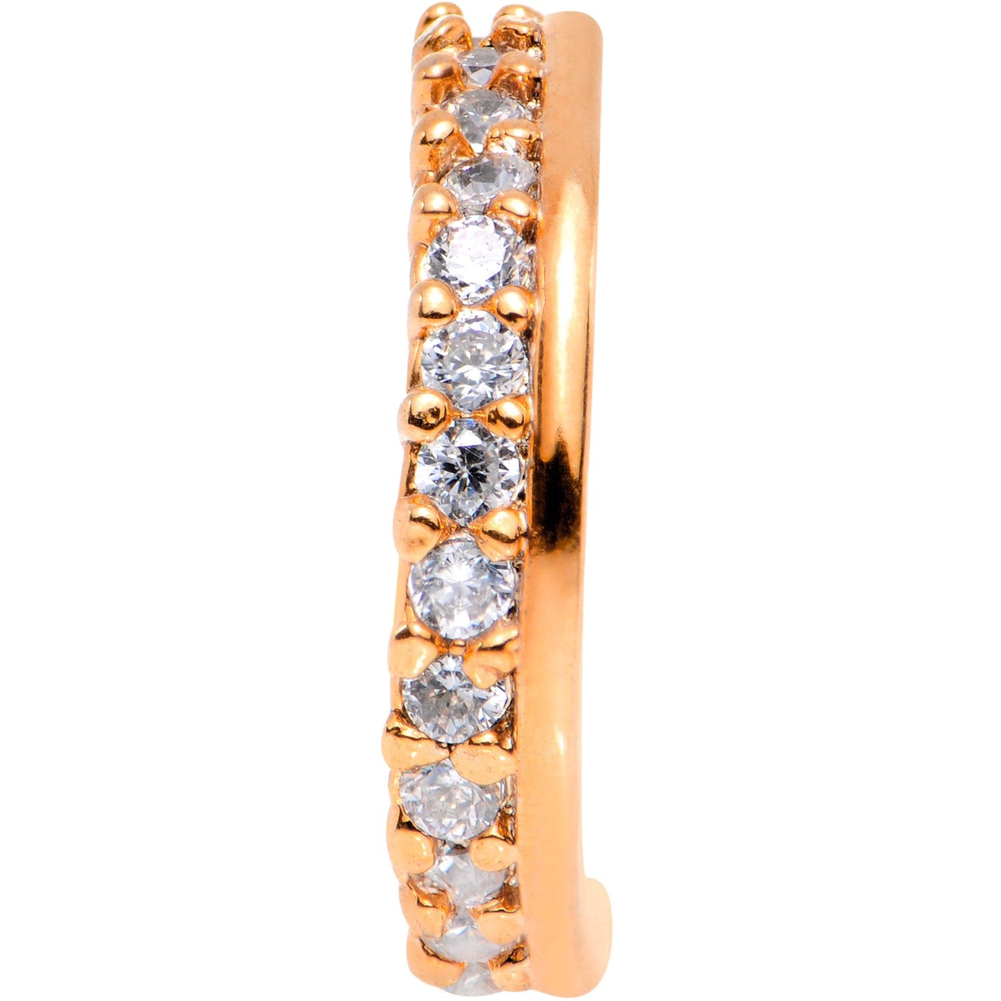 20G Clear CZ Gem Rose Gold Tone Sleek Seamless Circular Ring