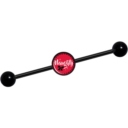 14G Naughty Holiday Black Industrial Barbell 37mm