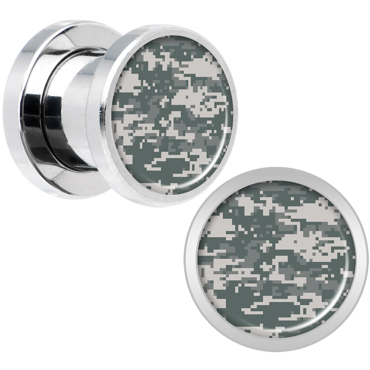 Digital Camo Print Steel Screw Fit Plug Set 0G