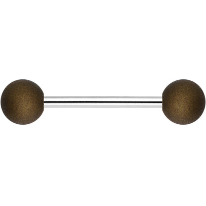 Brown Silicone Coated Acrylic Ball End Barbell Tongue Ring