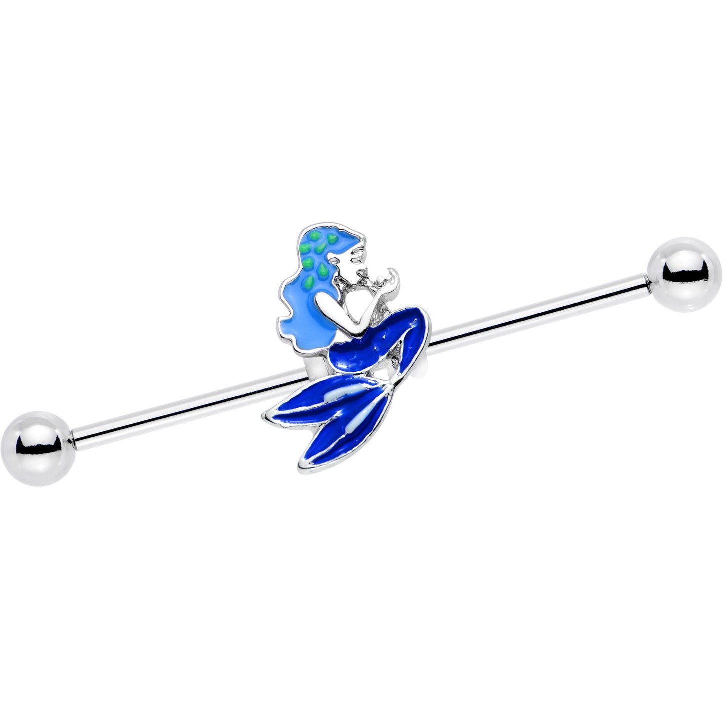 14G Brilliant Blue Mermaid Industrial Barbell 38mm