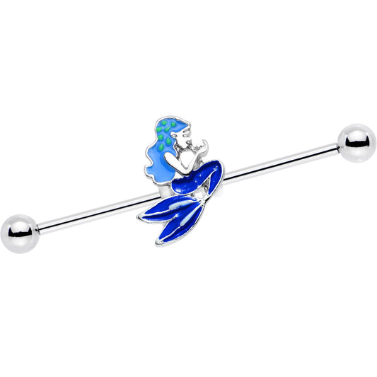 14G Brilliant Blue Mermaid Industrial Barbell 38mm