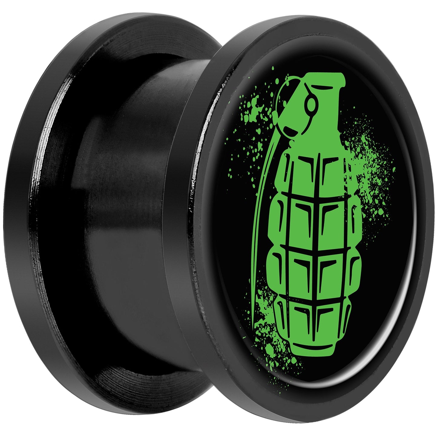 Green Grenade Black Anodized Screw Fit Plug Set 9/16