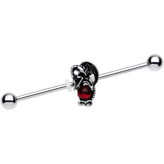 14G Red Gem Fire Dragon Industrial Barbell 38mm