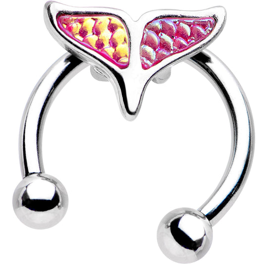 16G 5/16 Pink Mermaid Scale Tail Horseshoe Circular Barbell