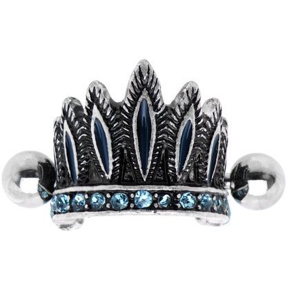 16G 1/4 Aqua Blue Tribal Headdress Helix Cuff Cartilage Earring