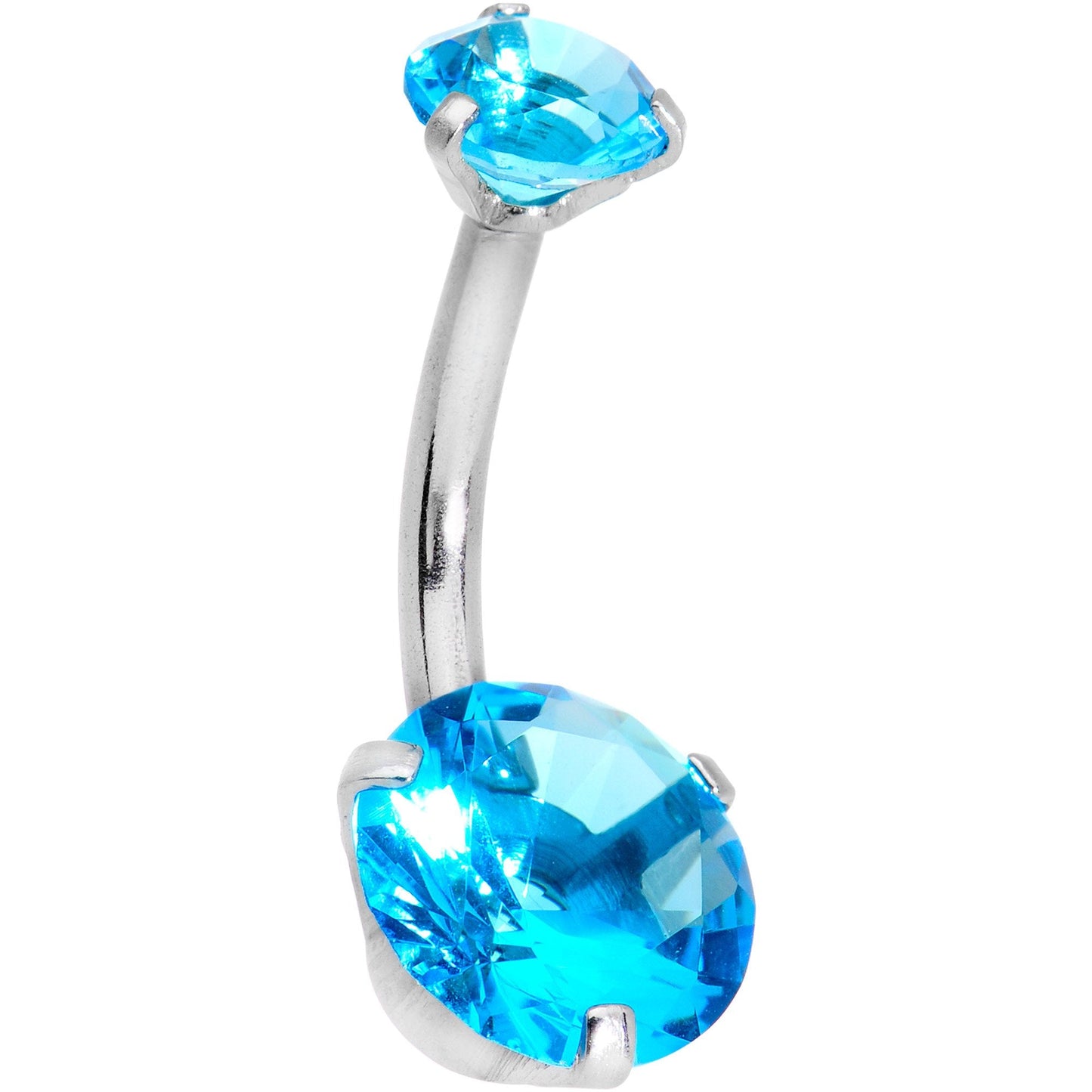 Blue CZ Gem Feather Trio Dangle Belly Ring