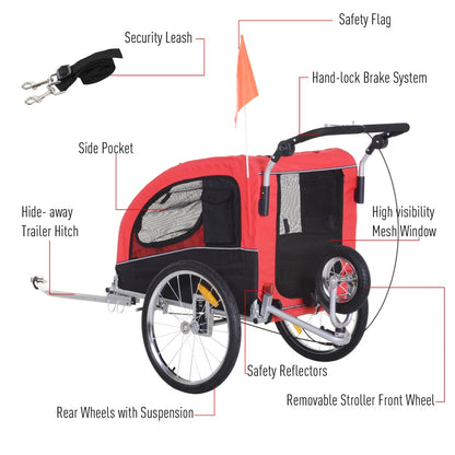 Pet Dog Bicycle Trailer Jogger with Suspension