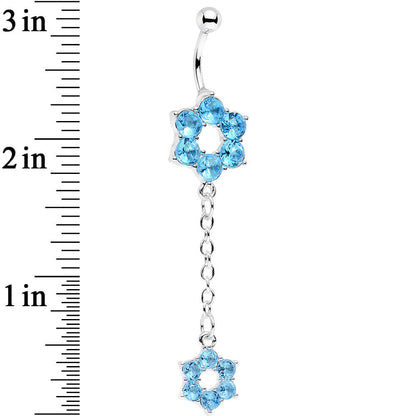 Aqua Gem Sway with the Wind Flower Dangle Belly Ring