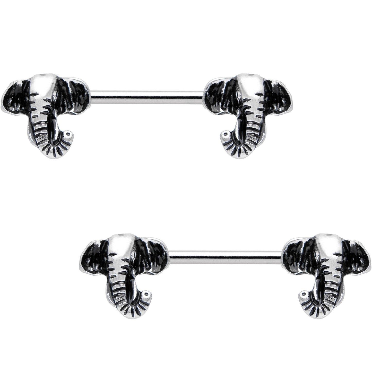 14G 5/8 Elephant Trunk Barbell Nipple Ring Set